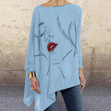 Vintage Abstract Face Printed Irregular Shirt