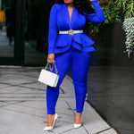 Plus Size Ladies Blue and Pink Two Piece Set