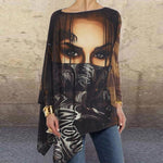 Vintage Abstract Face Printed Irregular Shirt