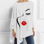 Vintage Abstract Face Printed Irregular Shirt