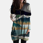 Abstract Face Blouse with Irregular Long Sleeves