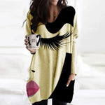 Abstract Face Blouse with Irregular Long Sleeves