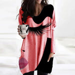 Abstract Face Blouse with Irregular Long Sleeves