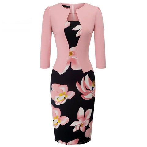 One-piece Formal Floral Pencil Dress