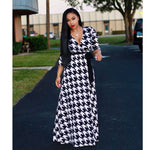 V-neck Print Bandage Hem Maxi Dress