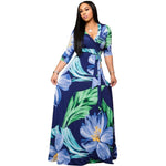 V-neck Print Bandage Hem Maxi Dress