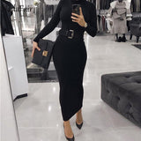 Nadafair Sexy Women Dress Long Sleeve Turtleneck