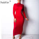 Nadafair Sexy Women Dress Long Sleeve Turtleneck