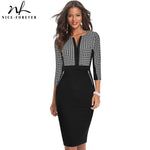 Women's Fashion Contrast Color Patchwork Office Dresse