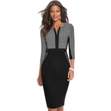 Women's Fashion Contrast Color Patchwork Office Dresse