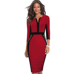 Women's Fashion Contrast Color Patchwork Office Dresse