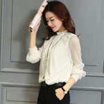 Elegant Ladies Blouses with Sheer Long Sleeves