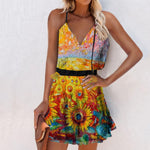 Spring Diamond Geometric Print Party Dress