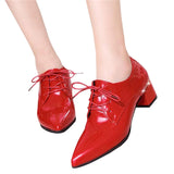 Women's Pointed Toe Leather Fashion Lace-up