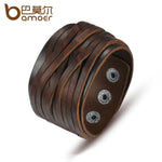 Unisex Genuine Leather Bracelet with Alloy Buckle