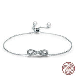 Real 100% 925 Sterling Silver Infinity Love Chain Link Women's Bracelets