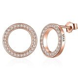 Forever Clear CZ 925 Sterling Silver Circle Round Stud Earrings