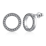 Forever Clear CZ 925 Sterling Silver Circle Round Stud Earrings