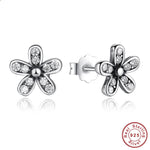 Authentic 925 Sterling Silver Dazzling Daisy Stud Earrings With Clear CZ