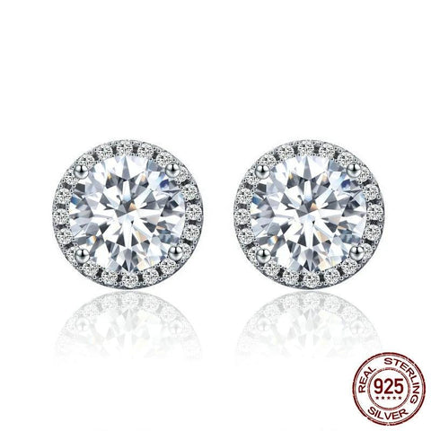 Authentic 100% 925 Sterling Silver Dazzling Clear CZ Small Stud Earrings