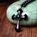 Natural Black Obsidian Carved Cross