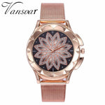 Rose Gold Flower Rhinestone Female Wrist Watch