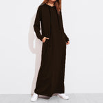 Long Black Sweatshirt Dress with Hood