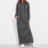 Long Black Sweatshirt Dress with Hood