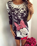 Casual Cartoon O-neck Mini Dress