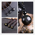 Golden Obsidian Bead Pendant Necklace