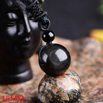 Golden Obsidian Bead Pendant Necklace