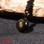 Golden Obsidian Bead Pendant Necklace