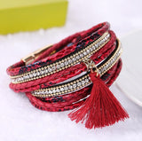 Leather Charm with Pearls Bracelets and Bangles for Women Bohemian