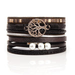 Leather Charm with Pearls Bracelets and Bangles for Women Bohemian