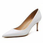 Women Pumps Autumn White High Heels Pointed Toe Sexy Genuine Leather