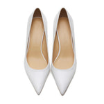 Women Pumps Autumn White High Heels Pointed Toe Sexy Genuine Leather